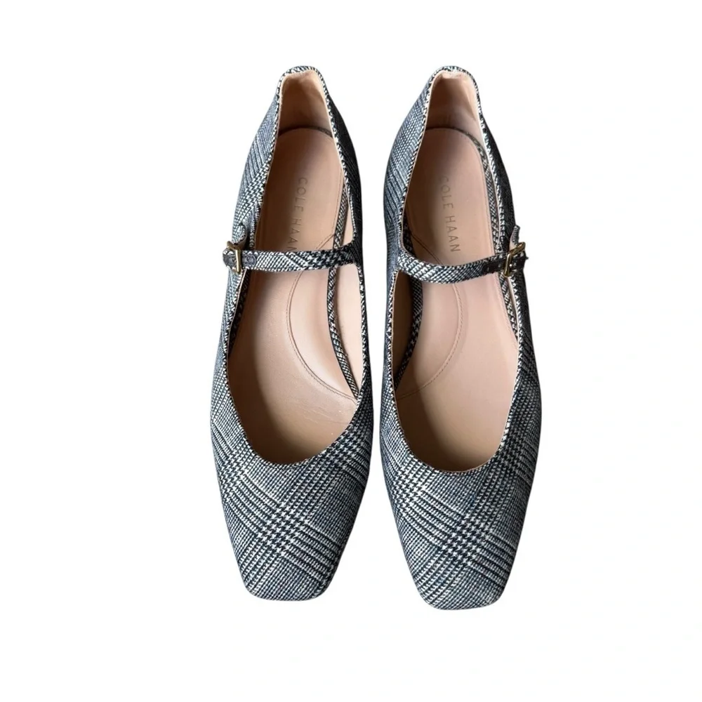 Cole Haan - Bridge Mary Jane Ballet Flats Gray Plaid Sz 8